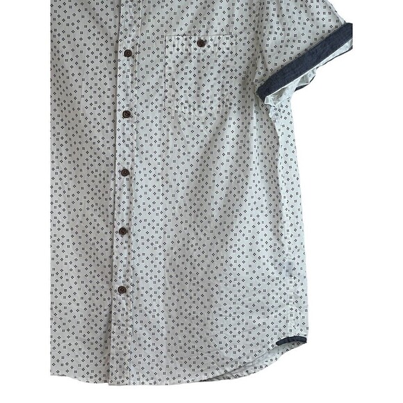 Eighty Eight Men's Short Sleeve White Blue Button Down 100% Cotton Shirt Large - Picture 3 of 8
